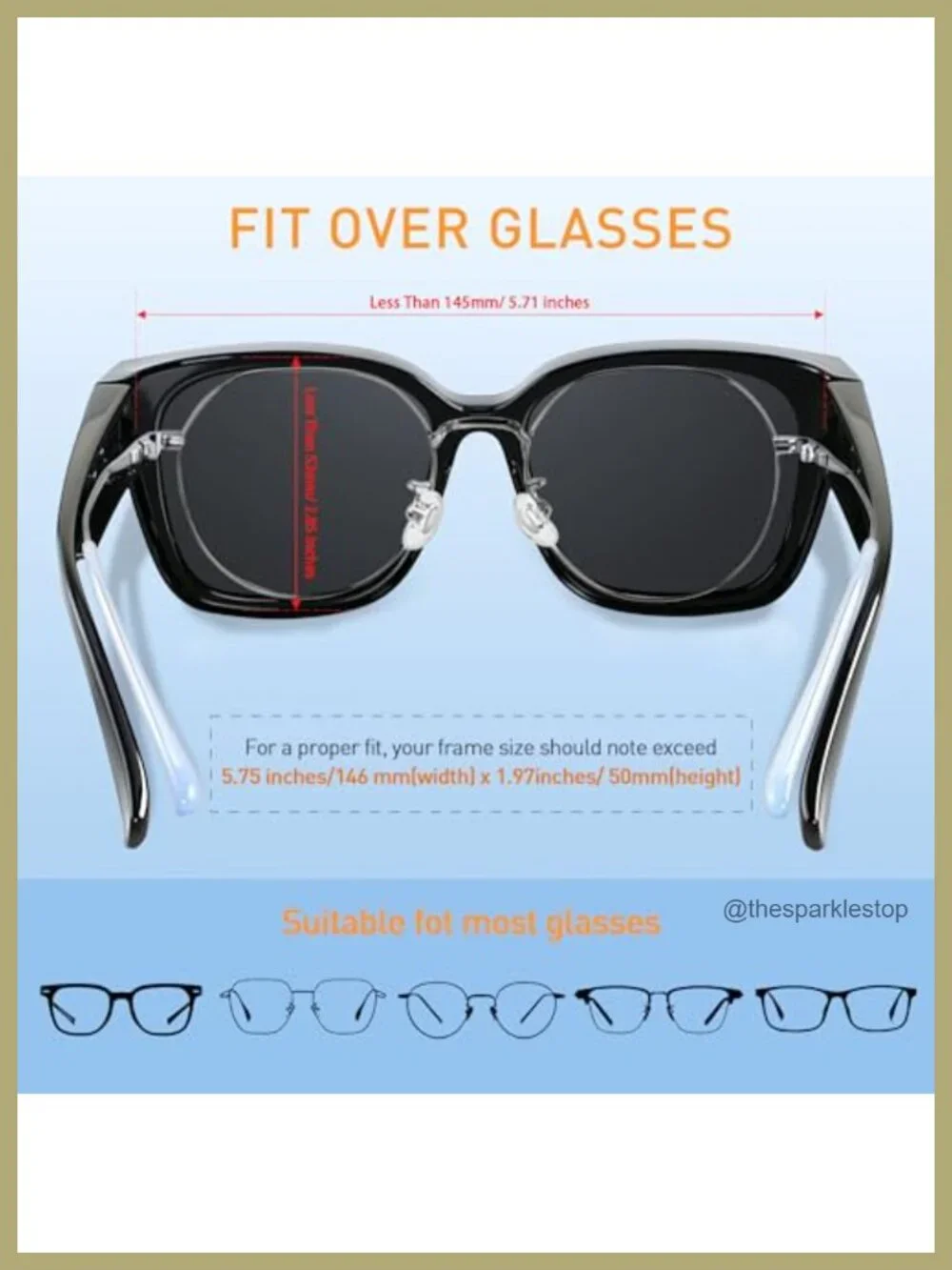 Polarized Fit Over Glasses Sunglasses Oversized Square UV400 TR90 Unisex